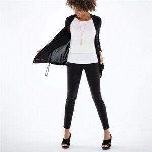 Cabi Women’s Windbreaker Cardigan Black Mixed Media Button Front Small